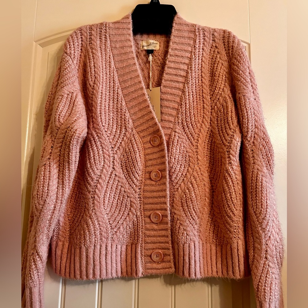 Universal Thread Dusty Rose Cable Knit Button Cardigan